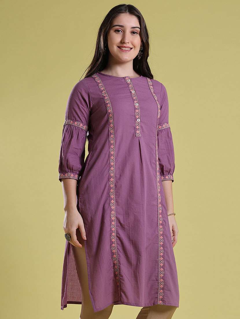 Women Embroidered Three Quarter Sleeve A-line Kurta - 22496295 -  Standard Image - 5