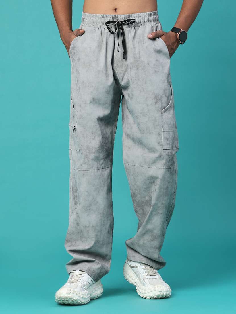 men self design mid rise full length track pant