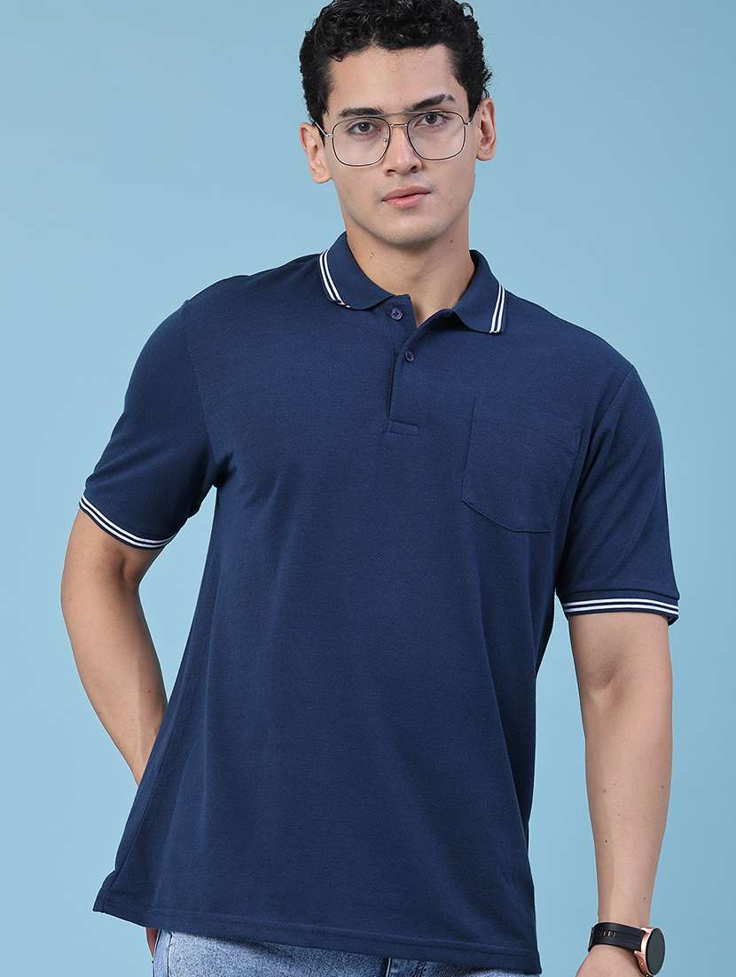 men solid short sleeves polo t-shirt