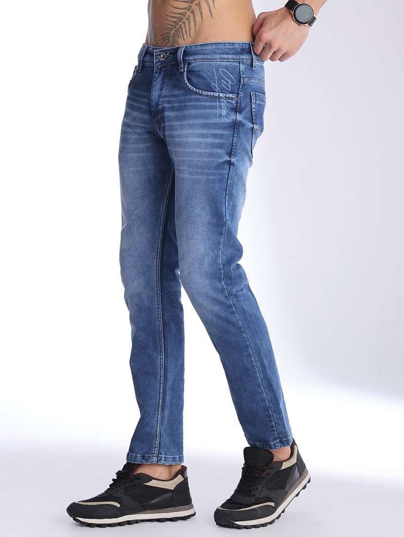 men washed mid rise ankle length slim fit jeans - 22496411 -  Standard Image - 3