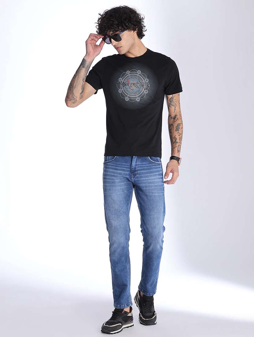 men washed mid rise ankle length slim fit jeans - 22496411 -  Standard Image - 5