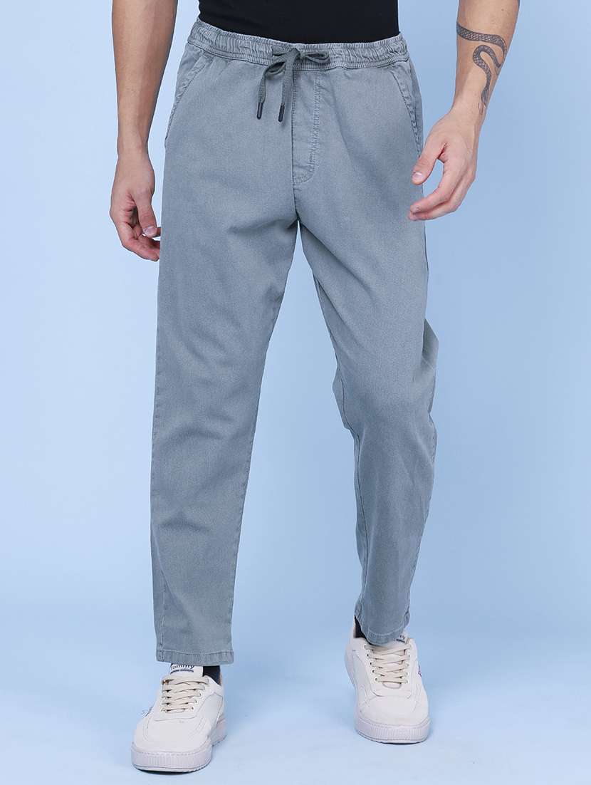 men solid mid rise flat front trouser