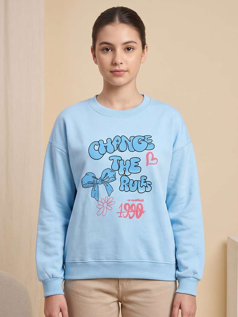 girls printed long sleeves regular fit sweatshirt