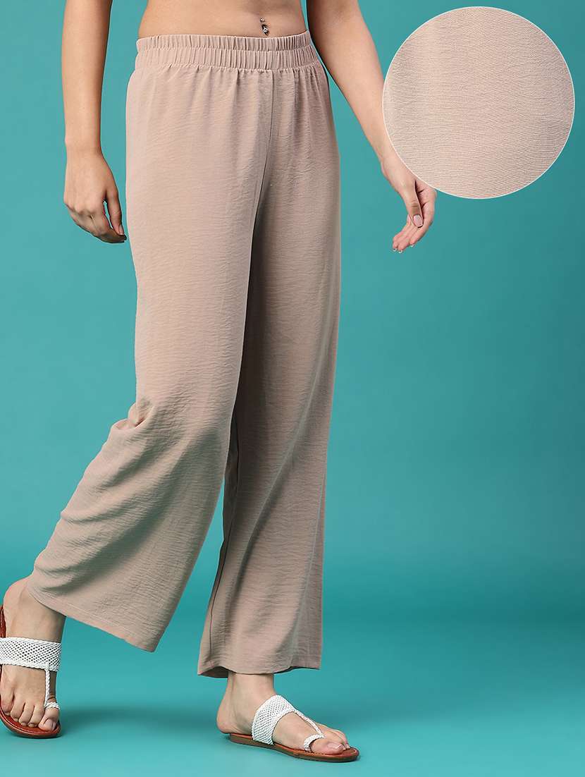 Women Solid Mid Rise Relaxed Fit Straight Trouser - 22496644 -  Standard Image - 3