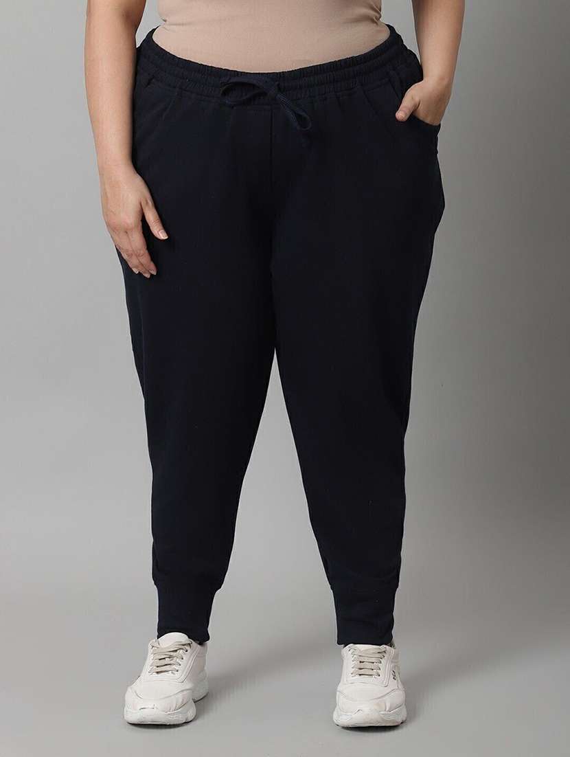 women solid mid rise jogger pant