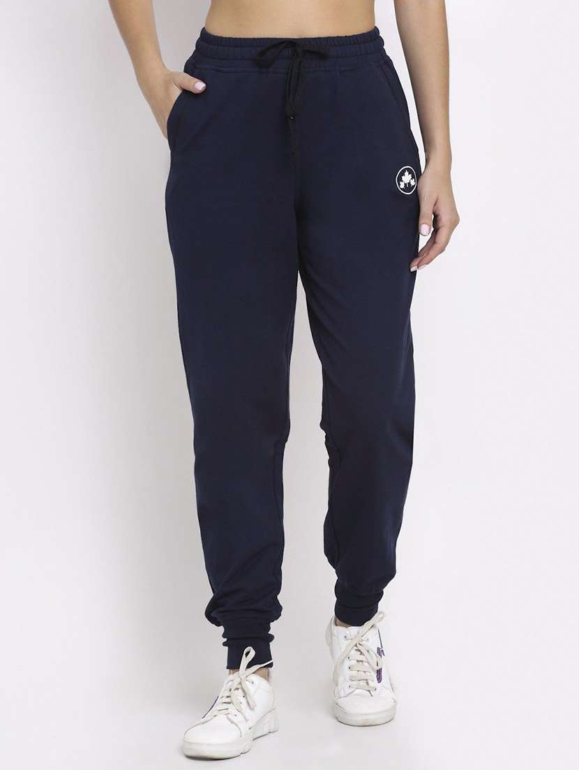 women solid mid rise jogger pant