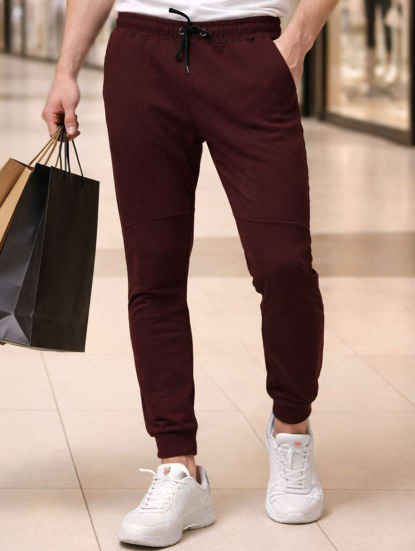 men solid mid rise regular fit jogger