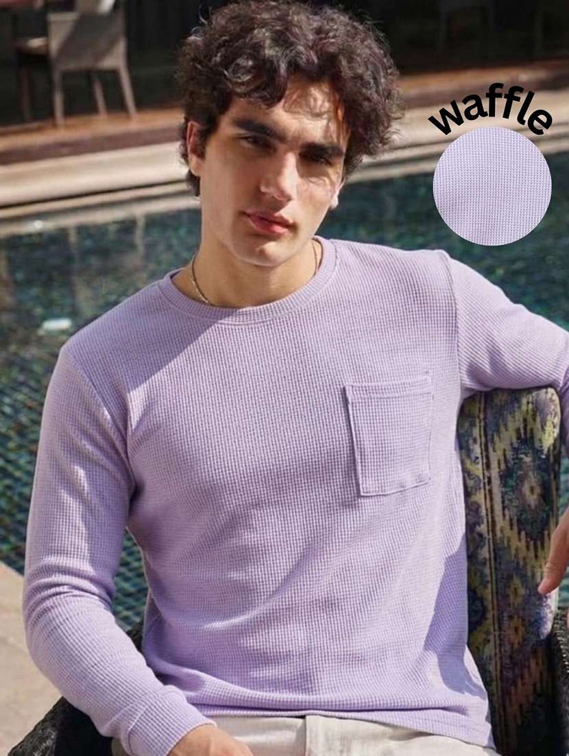 men self design long sleeve regular fit t-shirt
