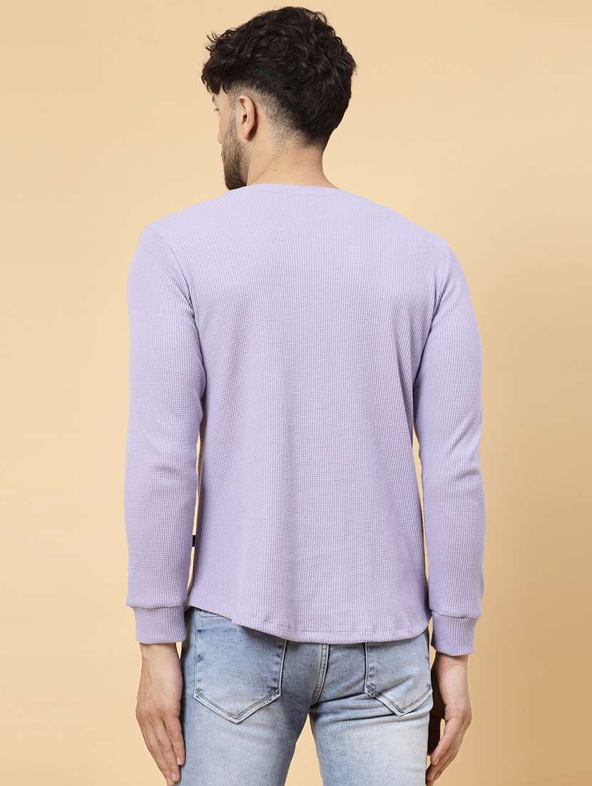 Men Self Design Long Sleeve Regular Fit T-shirt - 22497330 -  Standard Image - 3