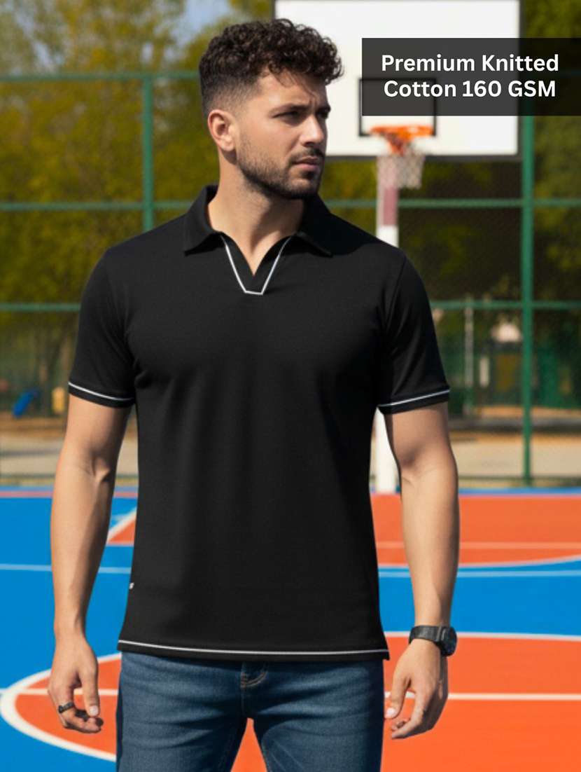 men solid short sleeve regular fit polo t-shirt