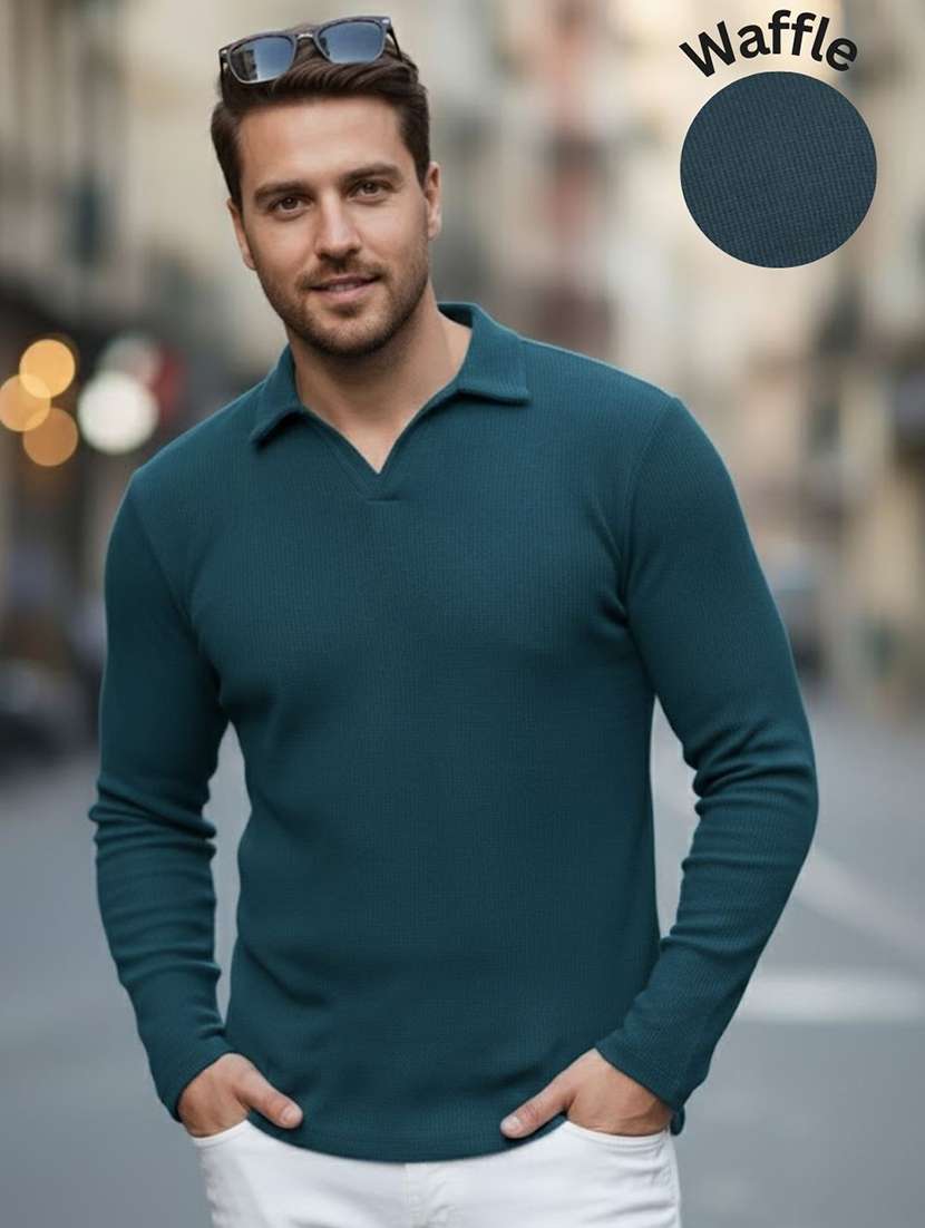 men self design long sleeve regular fit t-shirt