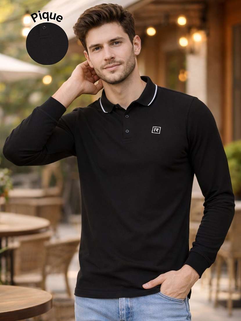 men solid long sleeve regular fit t-shirt