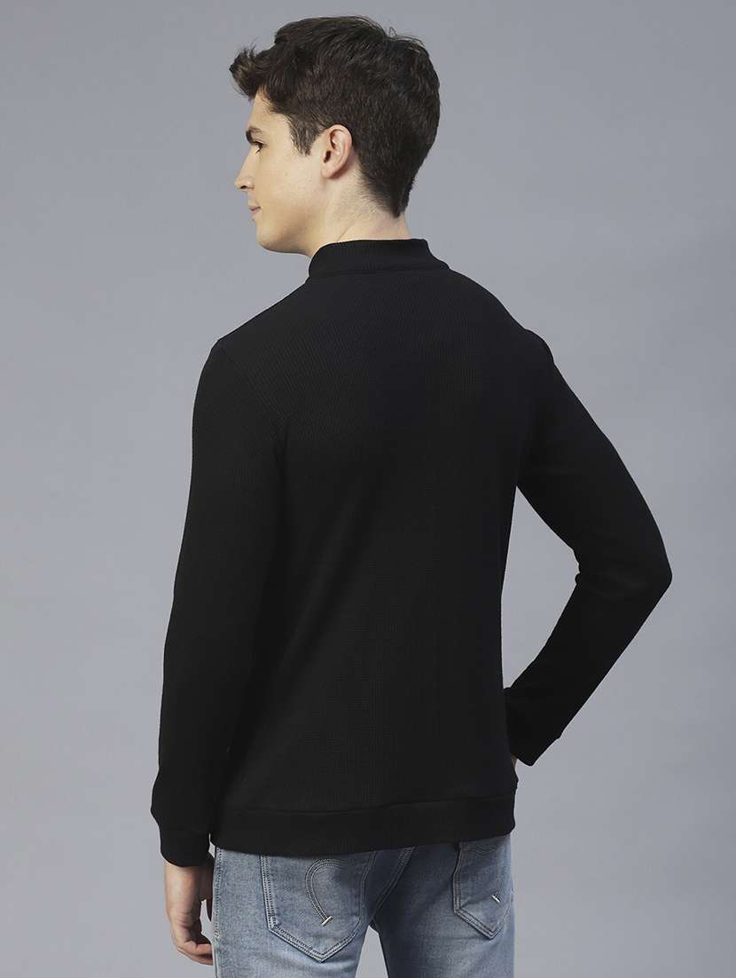 Men Self Design Long Sleeve Regular Fit T-shirt - 22497391 -  Standard Image - 3