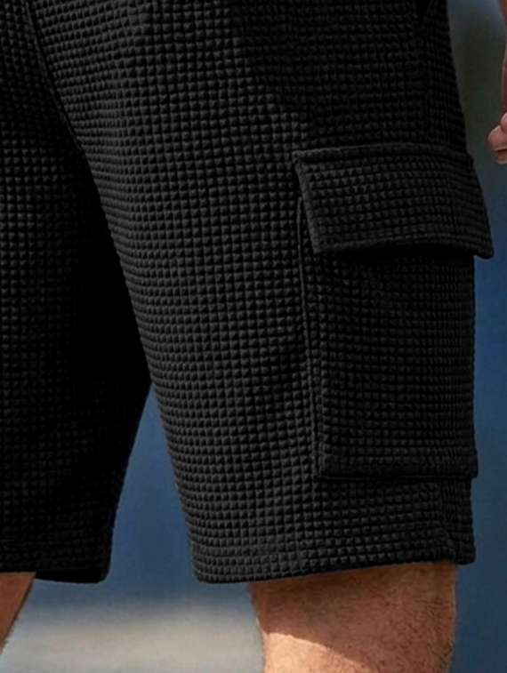 men textured mid rise regular fit cargo shorts - 22497411 -  Standard Image - 3