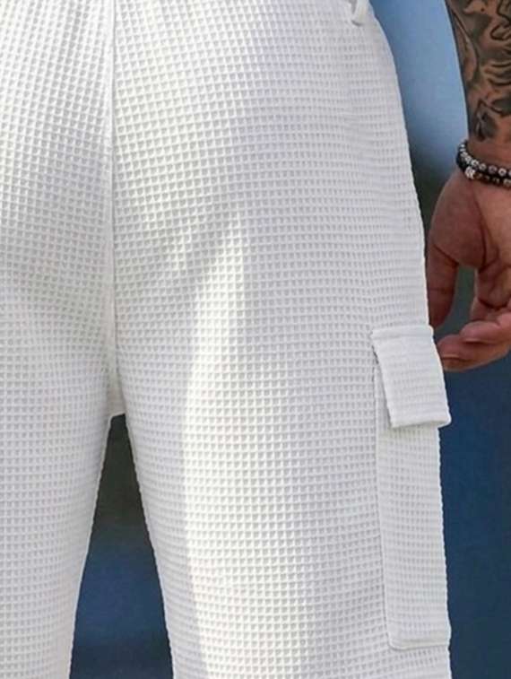 men textured mid rise regular fit cargo shorts - 22497414 -  Standard Image - 3