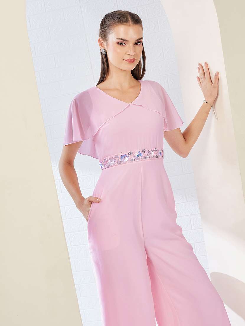 women solid v neck full length jumpsuit - 22497480 -  Standard Image - 5
