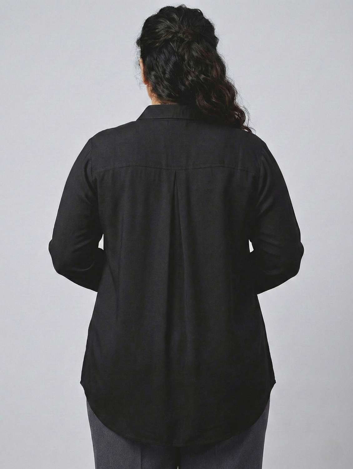 women solid three quarter sleeve a-line tunic - 22497488 -  Standard Image - 3