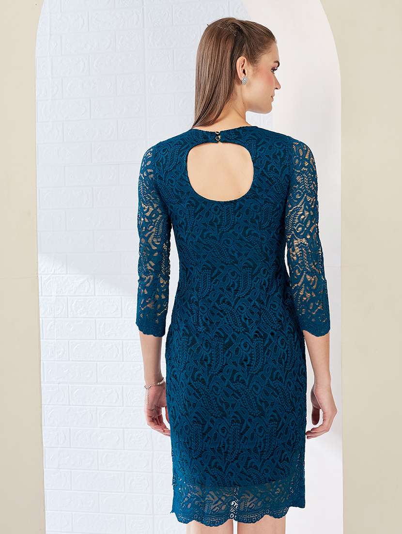 Women Self Design Round Neck Bodycon Dress - 22497524 -  Standard Image - 3