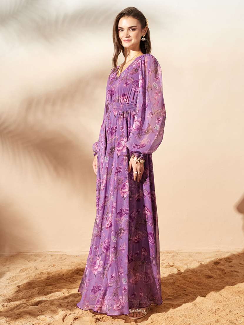 women printed long sleeve maxi dress - 22497541 -  Standard Image - 3