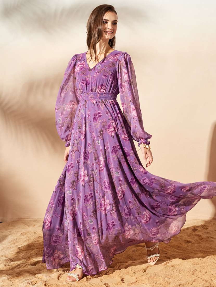 women printed long sleeve maxi dress - 22497541 -  Standard Image - 5