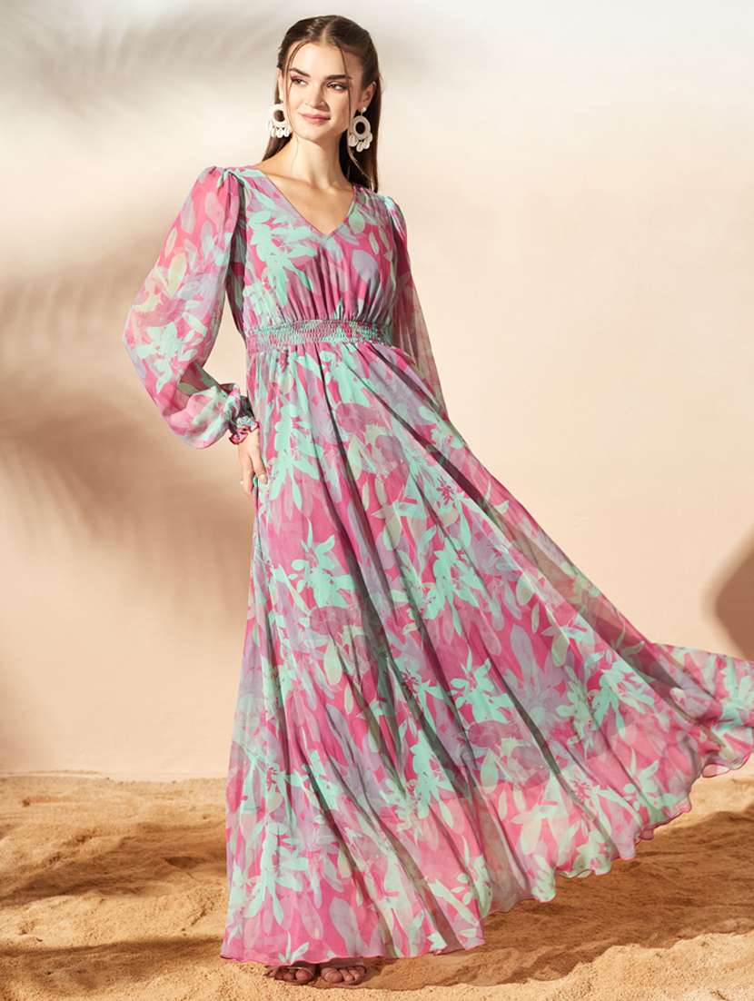 women printed puff sleeve maxi dress - 22497544 -  Standard Image - 3