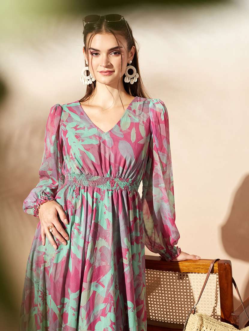 women printed puff sleeve maxi dress - 22497544 -  Standard Image - 5