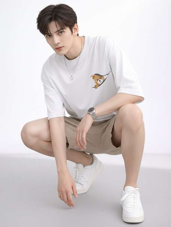 men printed short sleeve oversized t-shirt