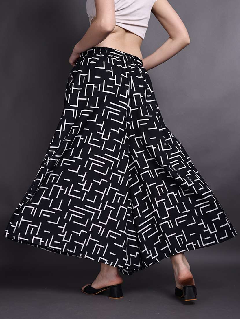 women printed mid rise flared palazzo - 22497579 -  Standard Image - 3