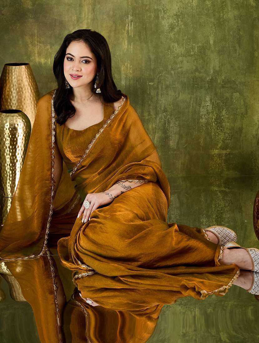 women solid ready to wear saree with blouse - 22497824 -  Standard Image - 3