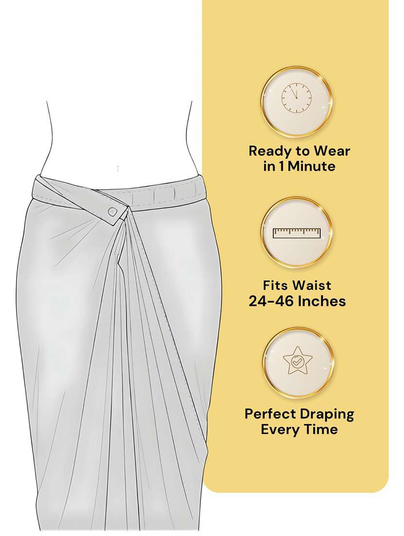 Women Solid Ready To Wear Saree With Blouse - 22497832 -  Standard Image - 5