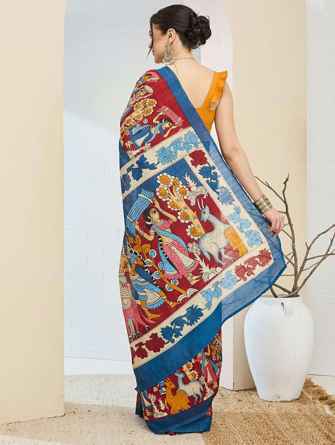 women printed ready to wear saree with blouse - 22497857 -  Standard Image - 3