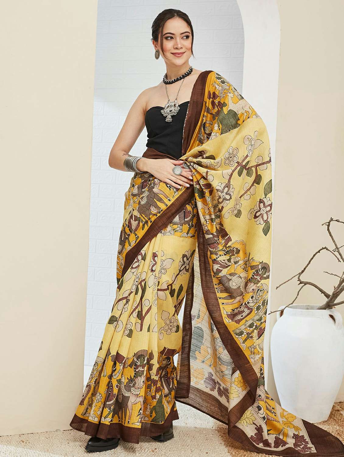 women printed ready to wear saree with blouse - 22497858 -  Standard Image - 3
