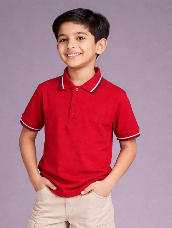 boys solid short sleeves polo neck t-shirt