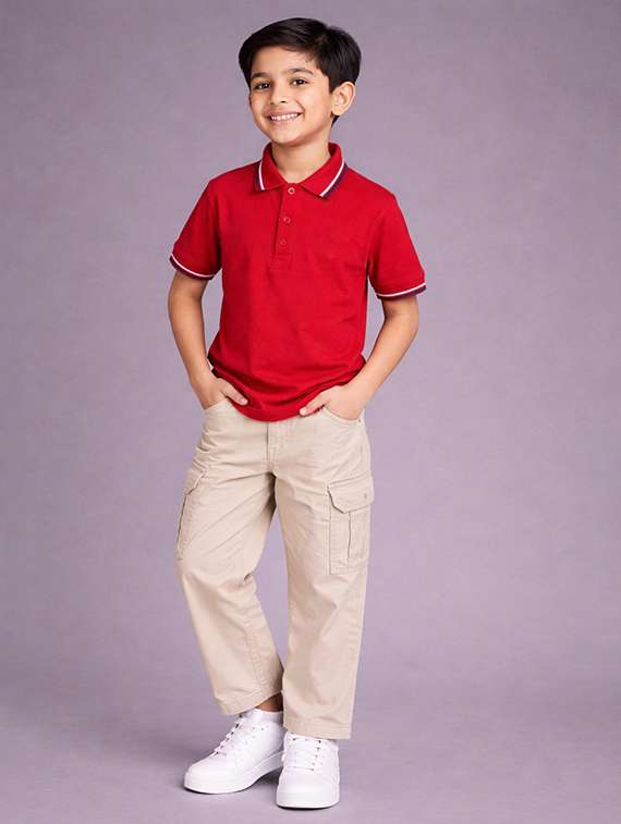 boys solid short sleeves polo neck t-shirt - 22497868 -  Standard Image - 3