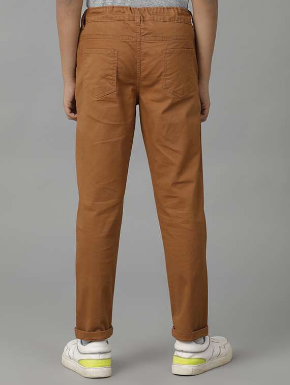 boys solid mid rise regular fit chinos pant - 22497878 -  Standard Image - 3