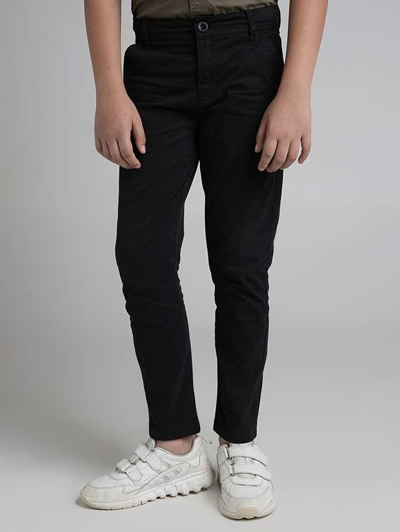 boys solid slim fit chinos trouser