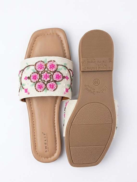 women embroidered slip on flats - 22497881 -  Standard Image - 3