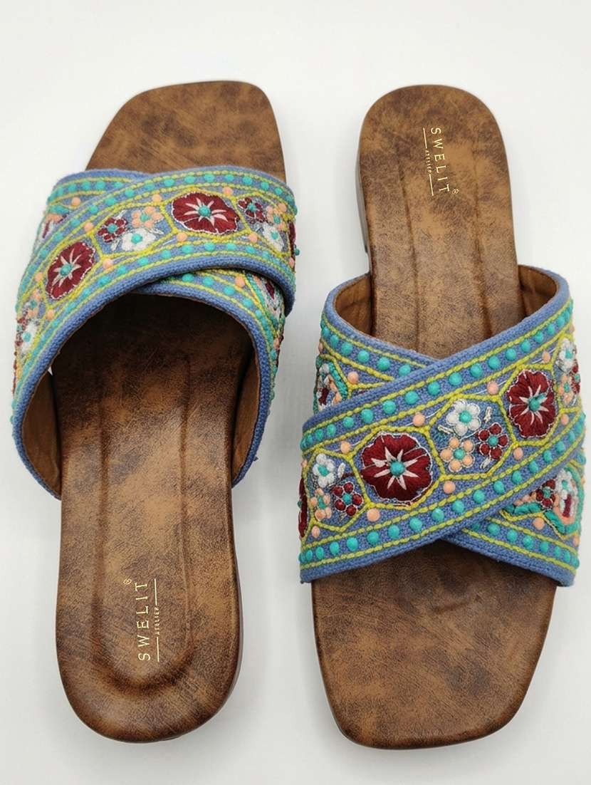 women embroidered slip on flats - 22497884 -  Standard Image - 3