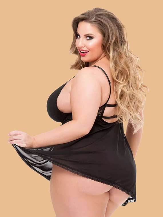women self design v neck babydoll set - 22497939 -  Standard Image - 3