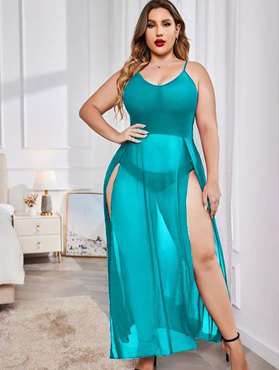 women solid shoulder strap babydoll set