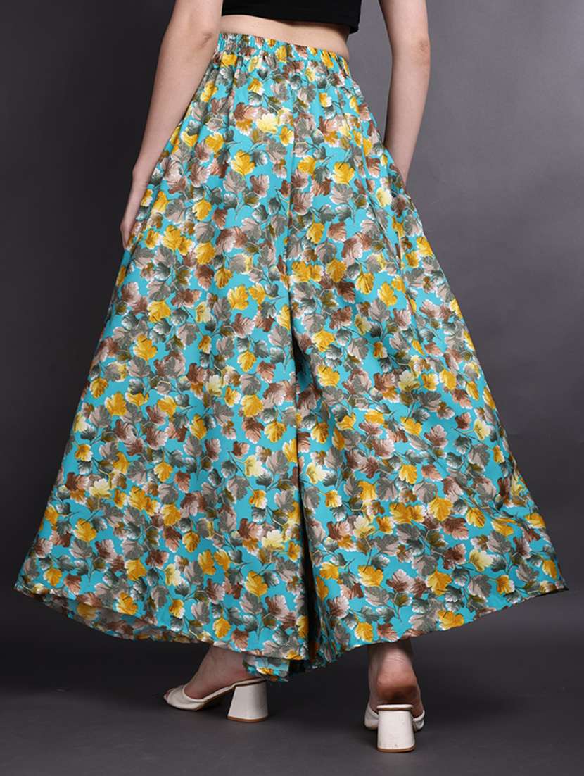 women printed mid rise flared palazzo - 22498062 -  Standard Image - 3