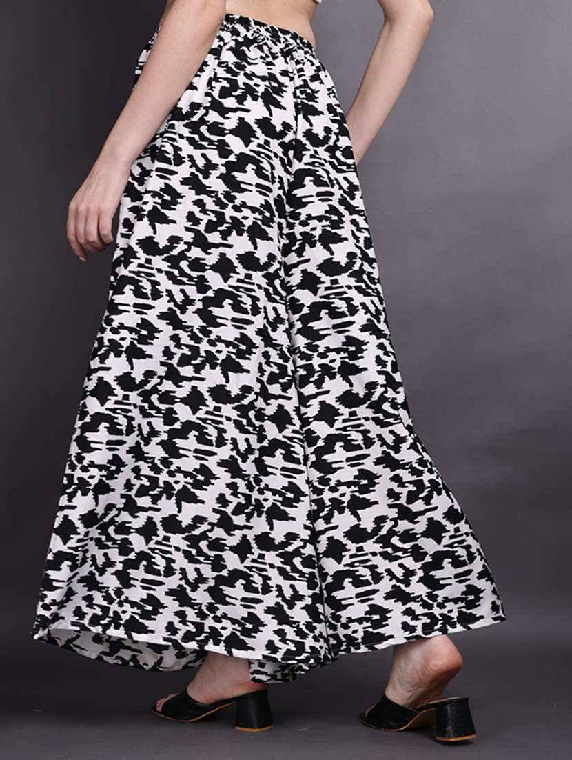 women printed mid rise flared palazzo - 22498063 -  Standard Image - 3