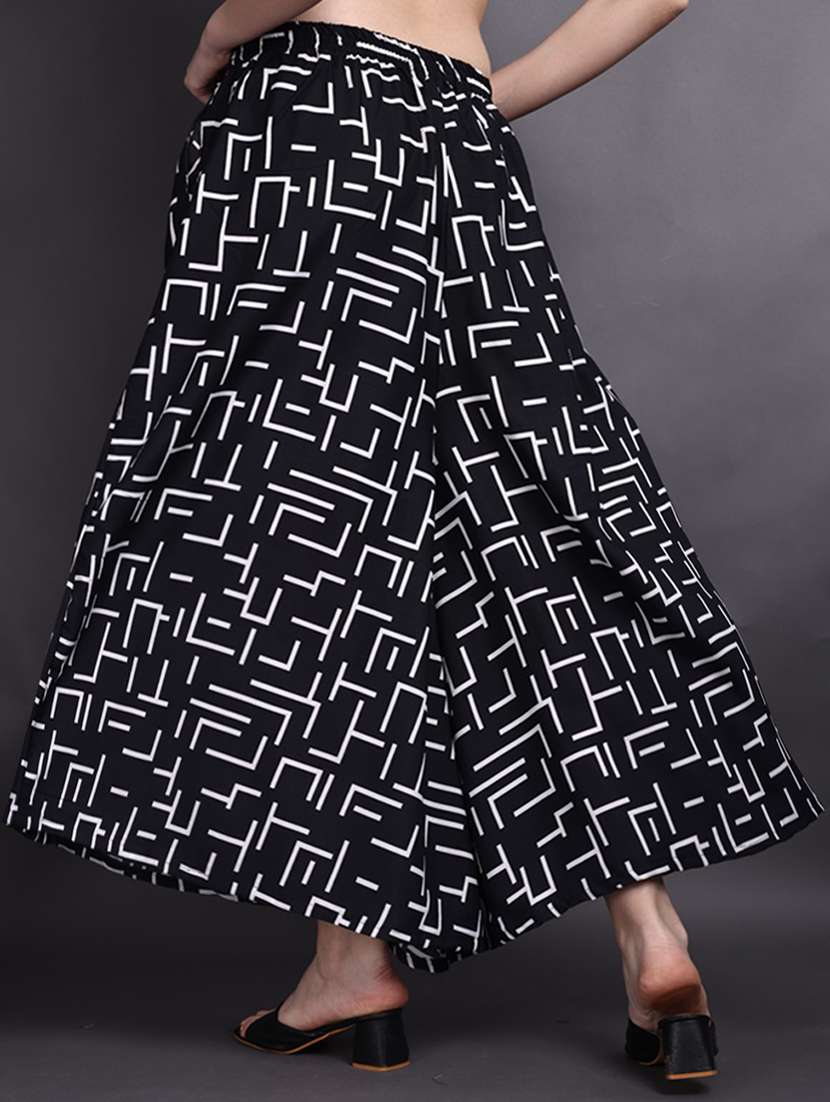 women printed mid rise flared palazzo - 22498065 -  Standard Image - 3