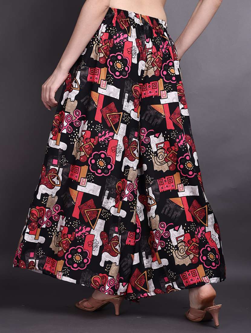 women printed mid rise flared palazzo - 22498068 -  Standard Image - 3