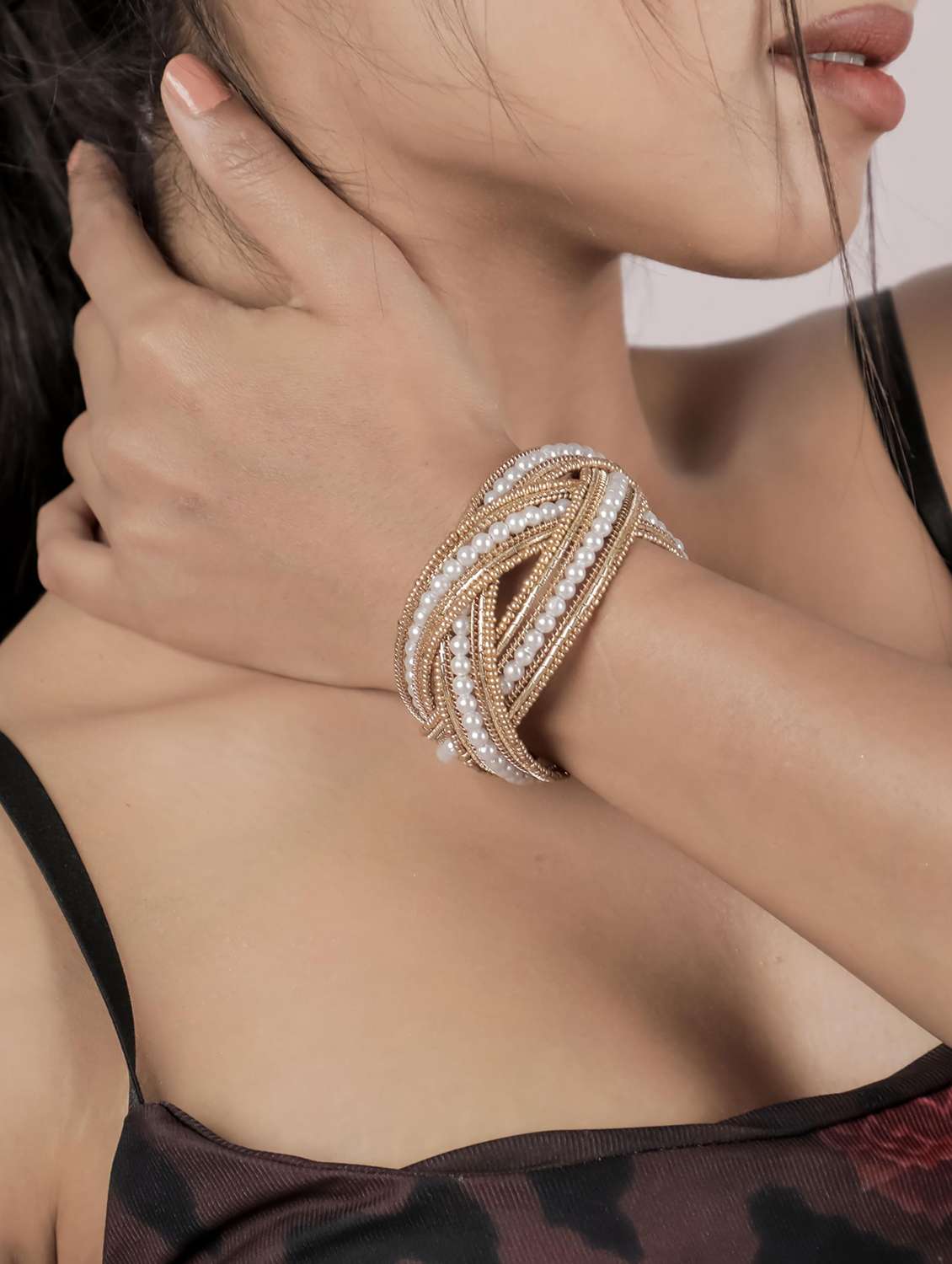 pearl & gold-toned multi-layer bracelet for women - 22498073 -  Standard Image - 3