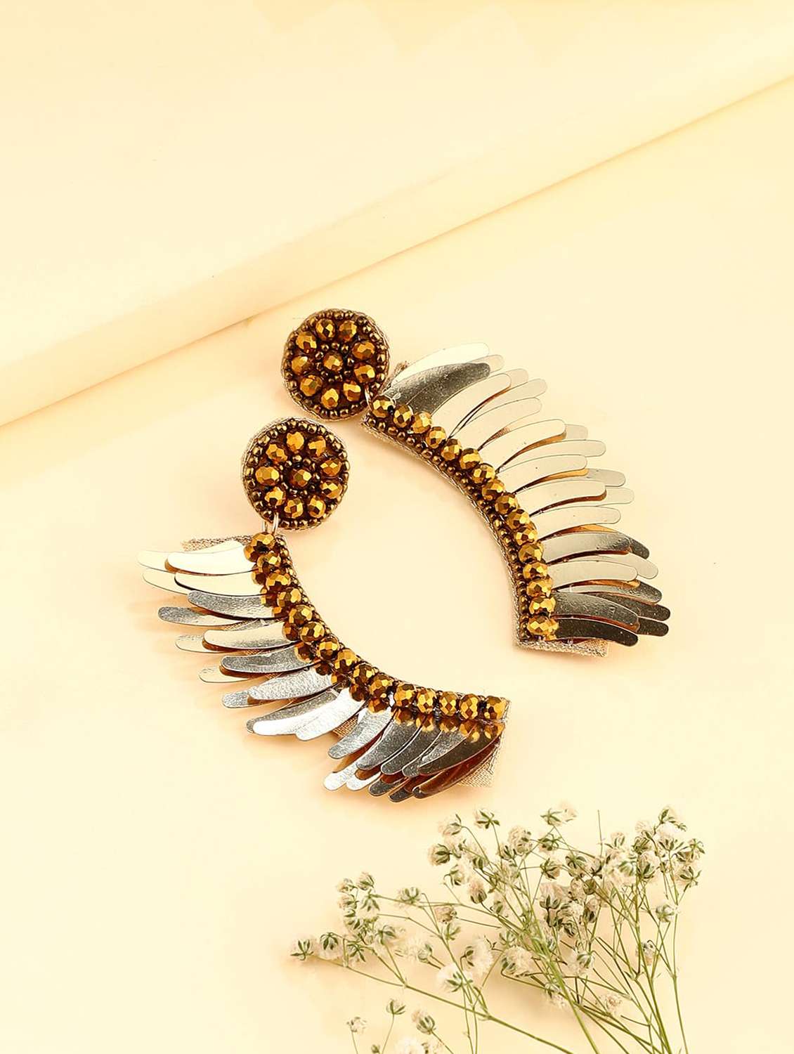 beaded & sequin fabric drop earring