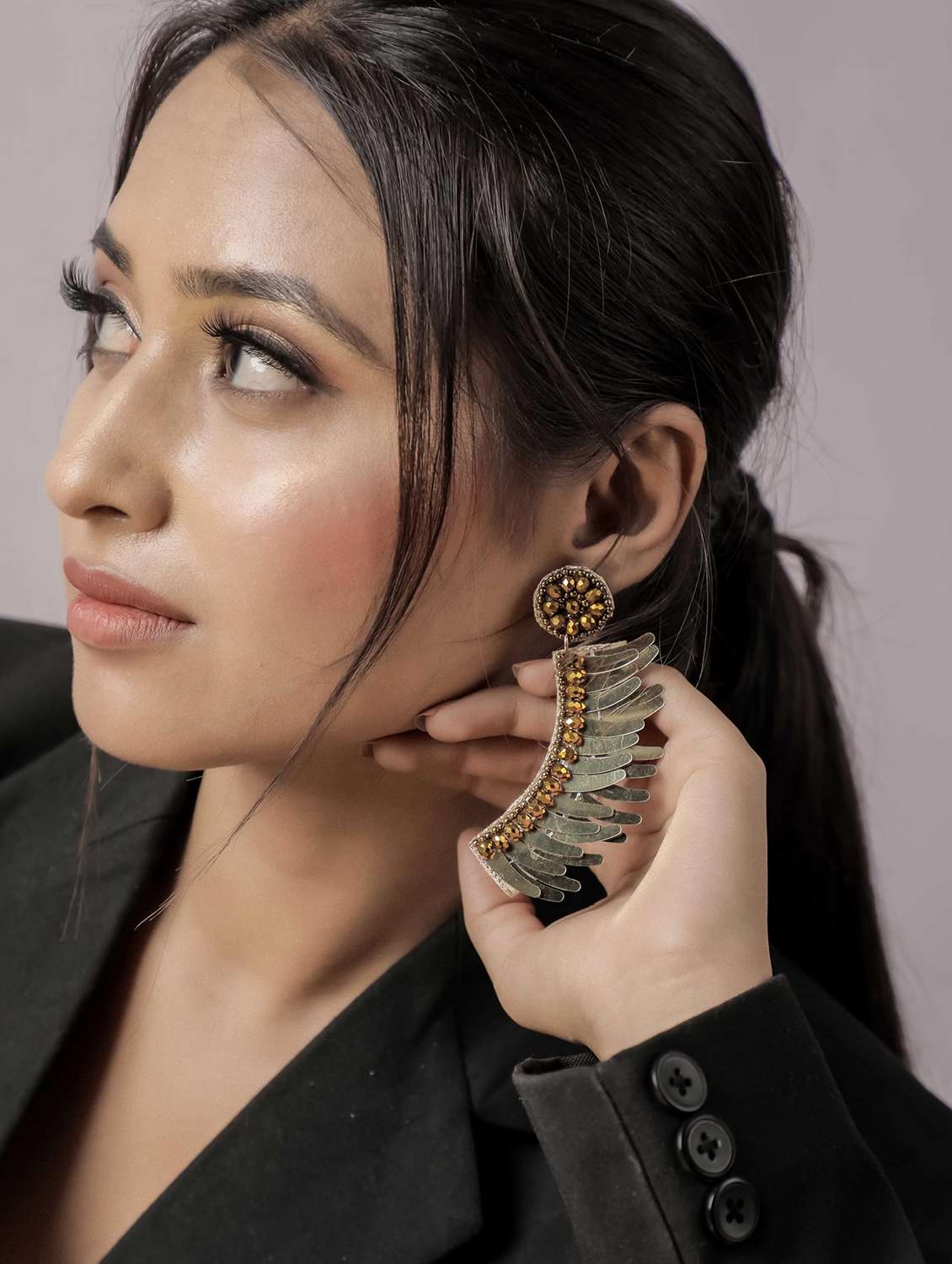 beaded & sequin fabric drop earring - 22498080 -  Standard Image - 3