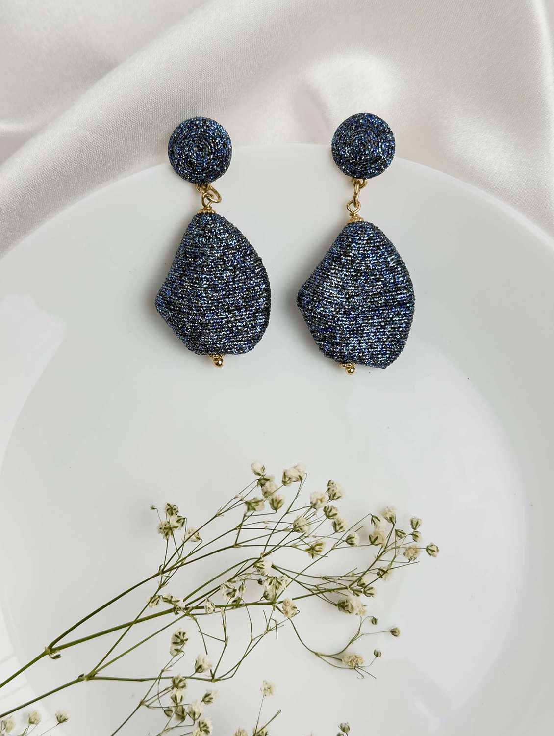 shimmer thread drop earring