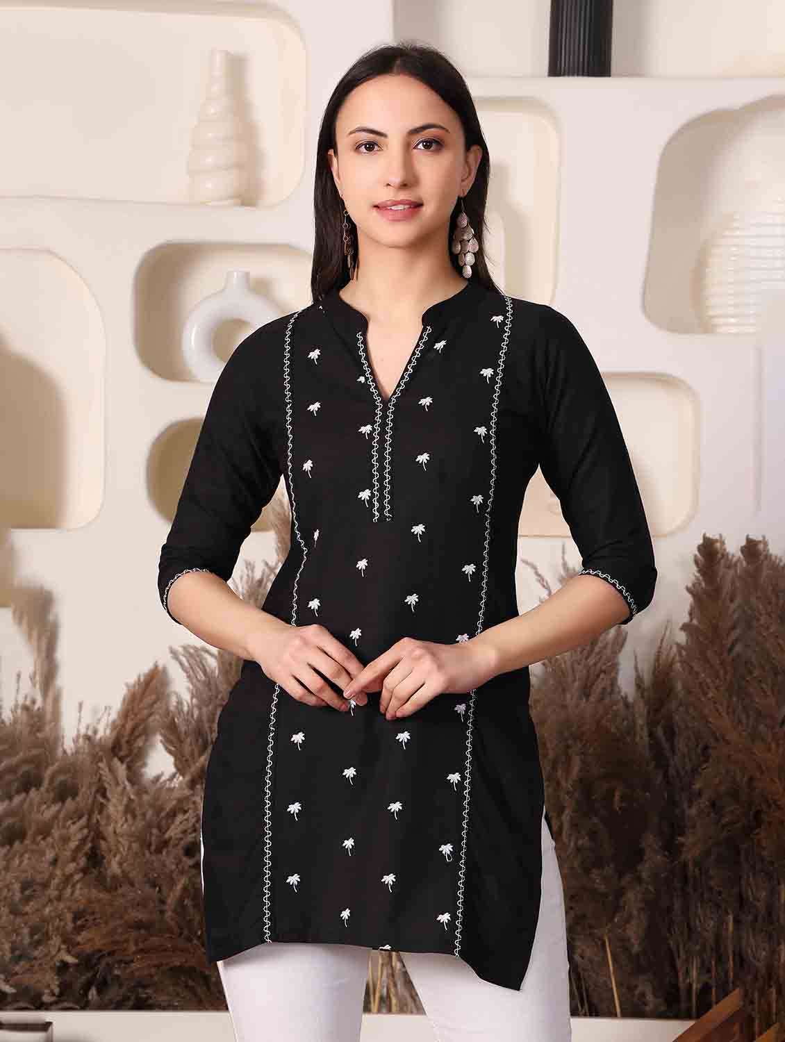 black cotton aline kurti