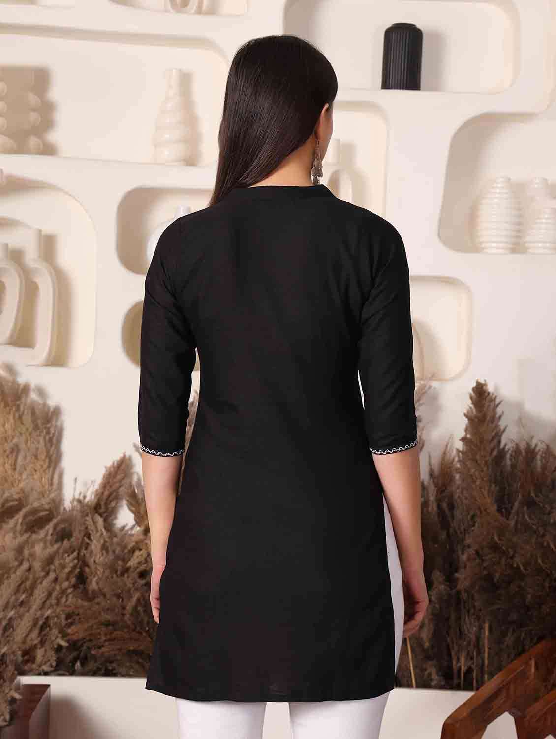 black cotton aline kurti - 22498133 -  Standard Image - 3